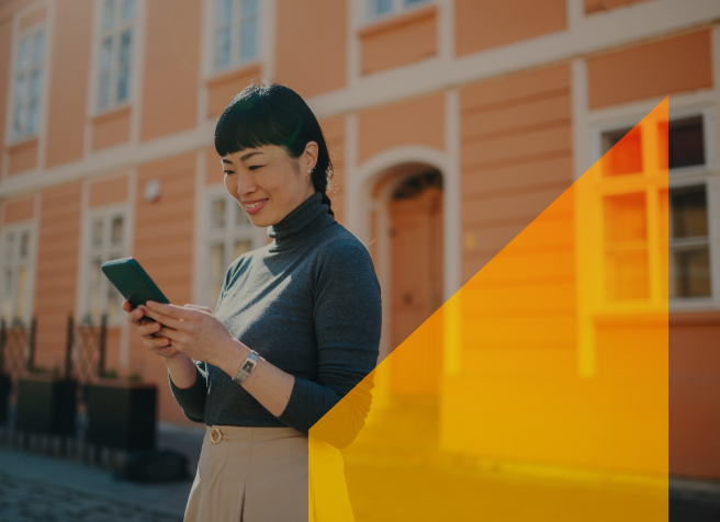 Woman reading Intent Data Guide on tablet