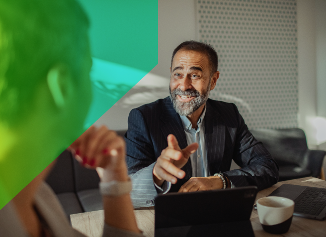 Man receiving a demo of Intentsify solutions